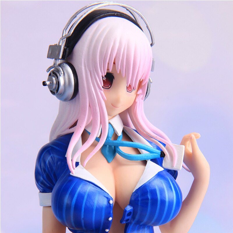 20CM Sexy Sonico Japan Anime SUPERSONICO Figure Cute Workplace Dress Sitting Noodle Stopper Model PVC Static Toys Gift Doll