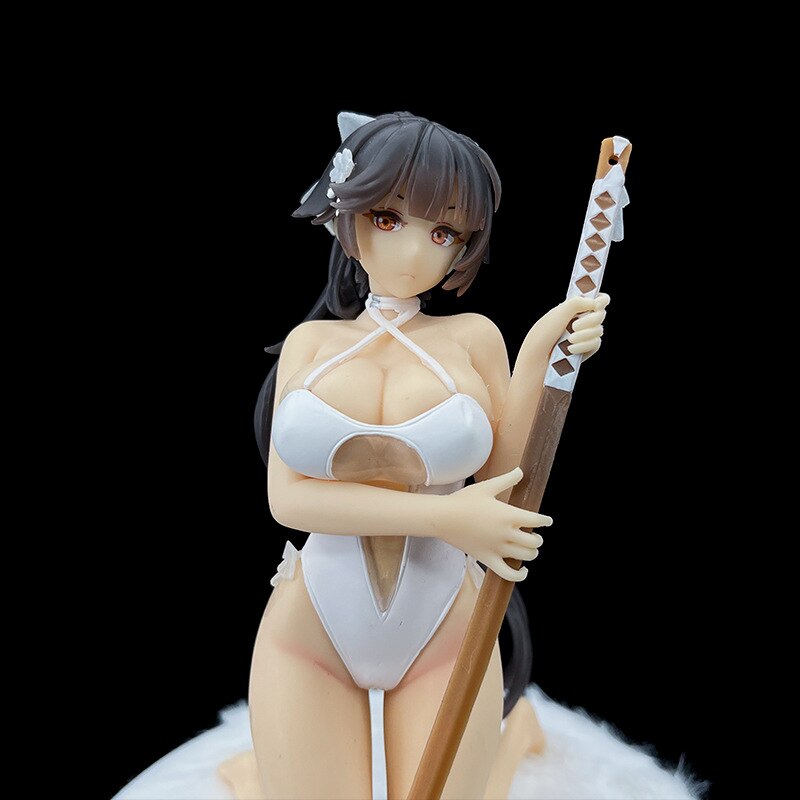 19CM IJN Takao Japan Anime Azur Lane Figure IJN Takao Sexy Swimsuit Kneeling Beach Doll Model PVC Gift Toys Collection Ornament