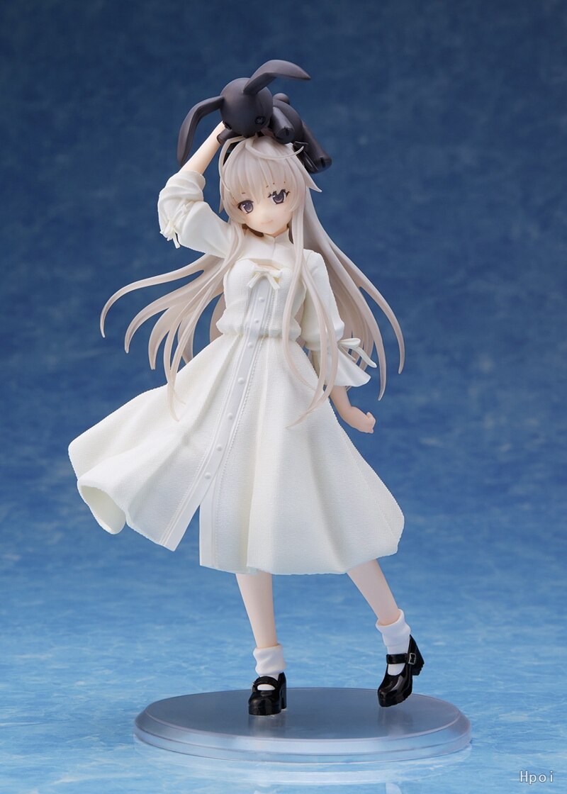 Anime Yosuga No Sora Kasugano Sora Figure 19cm Hold The Rabbit Sexy Sitting Posture White  Bunny Girl Black Silk Model Toys