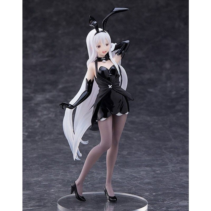 Genuine 18CM Echidna Anime Figure RE: Zero-Starting Life in Another World Rem Sexy Black Dress Bunny Model Children Toy PVC Doll