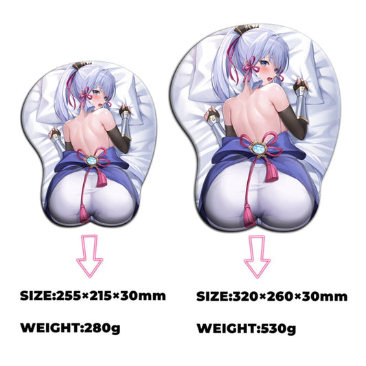 Kamisato Ayaka Ass Mousepad Genshin Impact Big Sexy Gamer Anime Cute Wrist Rest Silicone Gel Mat  3D Oppai Mouse Pad