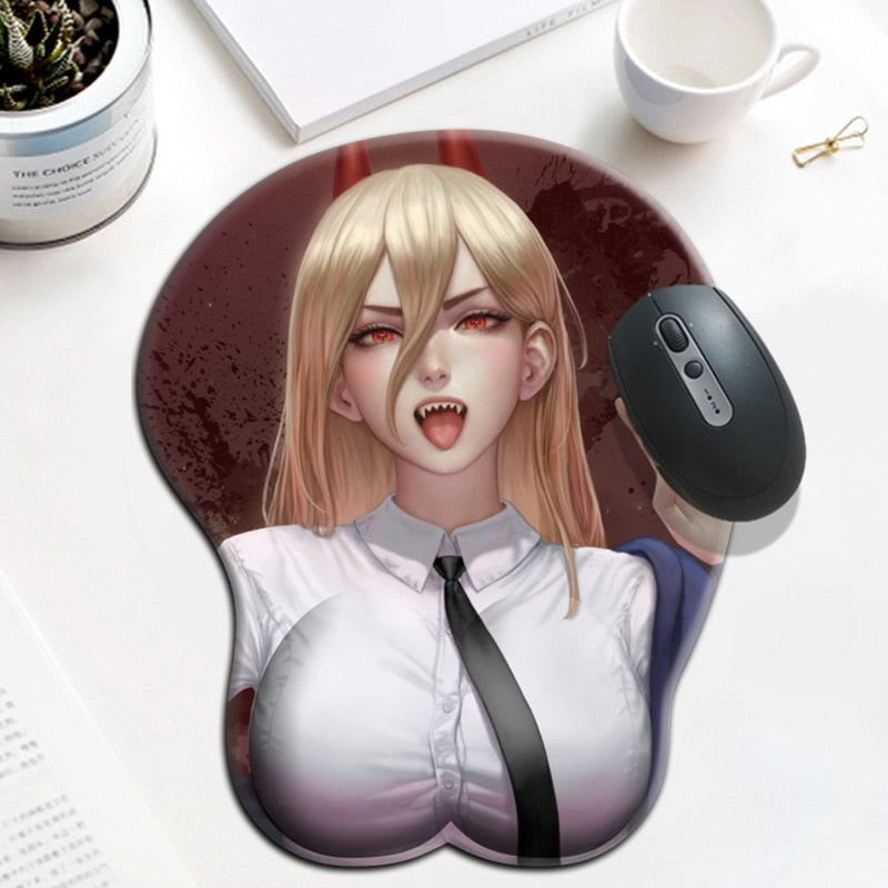 Chainsaw Man Power Sexy Girl Boobs Gaming Mousepad Kawaii Anime Mouse Pad 3D Big Oppai Gamer Desk Mat