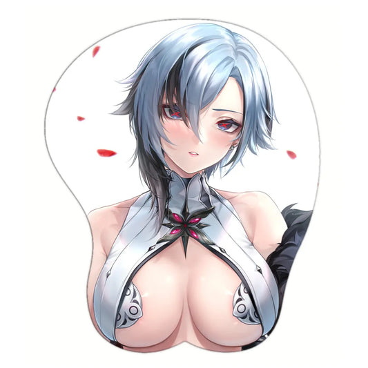 Genshin Impact New Character Arlecchino Sexy Big Boobs Mouse Pad  Gamer Anime Cute Wrist Rest 3D Oppai Silicone Gel Mat Mousepad