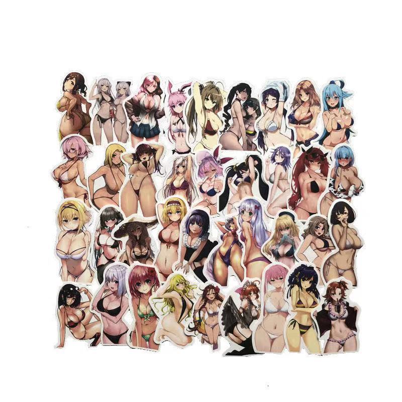 50pcs Kawai anime Decal Stickers | beauty girl Waifu stickers Decal Stickers | For  suitcase laptop Car Truck Waterproof Car stickers