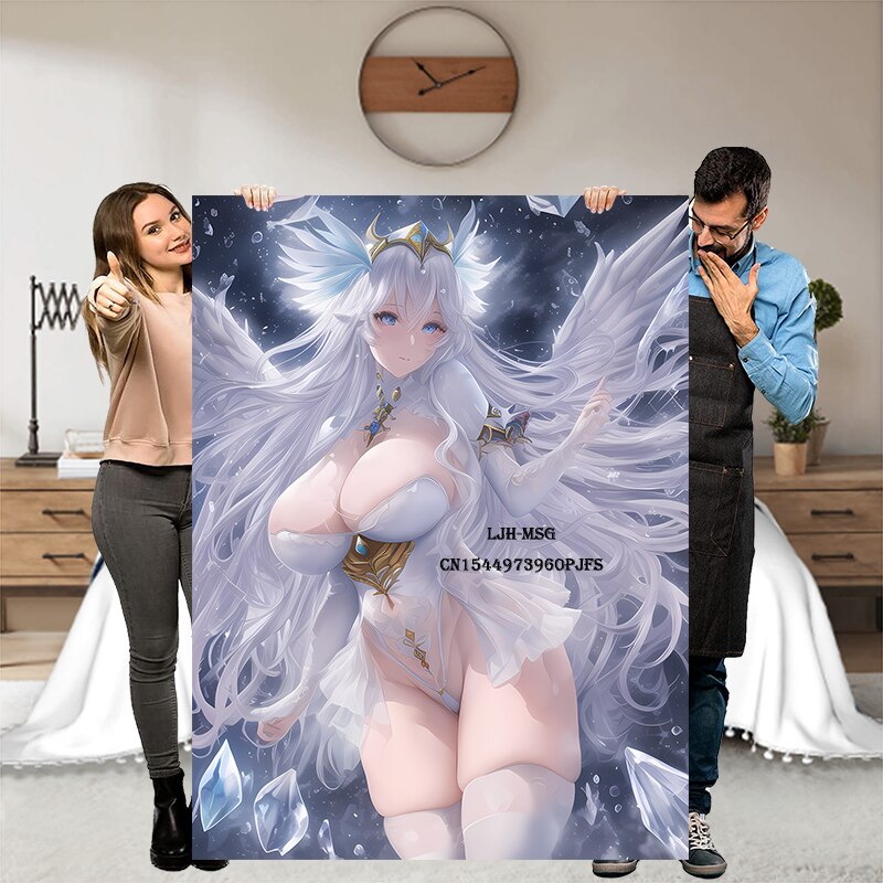 Japanese Anime Girl Blanket Flannel Angel Soft Plush Sofa Bed Throwing Personalized Decorative Otaku Waifu Gift for Bed Decor