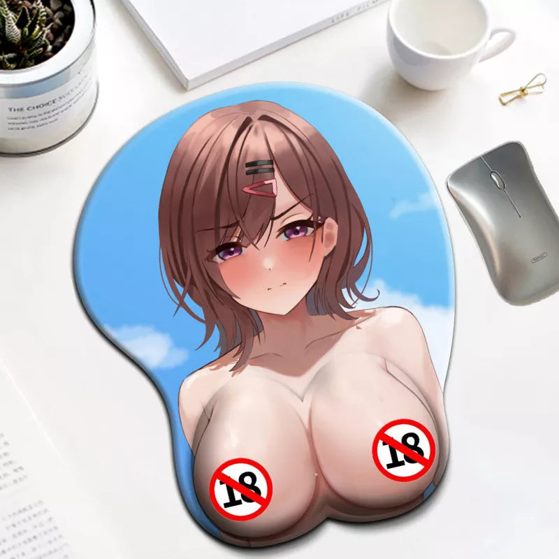 Higuchi Madoka Idolmaster Shiny Colors kawaii desk pad sexy boobs mousepad with wrist rest 3D big oppai anime gaming mouse pad