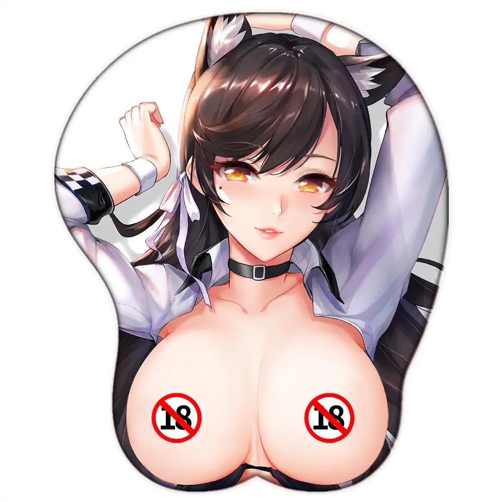 Sexy Girl Atago for Azur Lane Big Breast 3D Mouse Pad Cute Oppai Mousepad with Wrist Rest Silicone Non-slip Mat