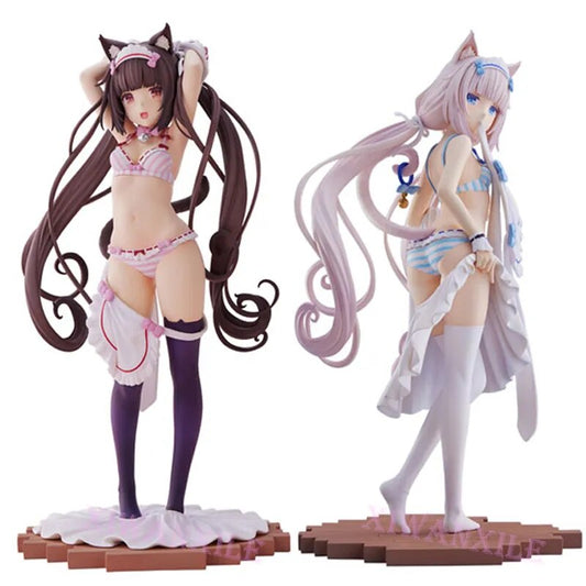 24cm Nekopara Vanilla Chocola Sexy Anime Girl Figure PLUM Nekopara Dress up time Action Figure Adult Collectible Model Doll Toys