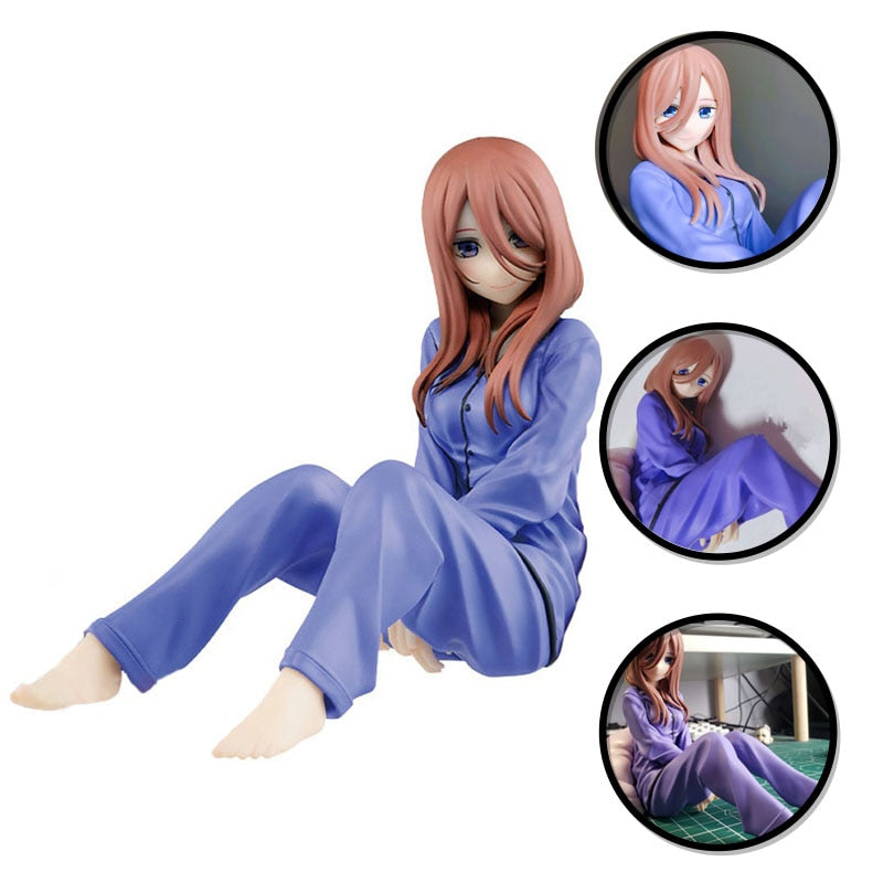 Hot Anime The Quintessential Quintuplets Figure Nakano Miku Figure Purple Pajamas Sexy Model Toy Long Hair Ornament Gift