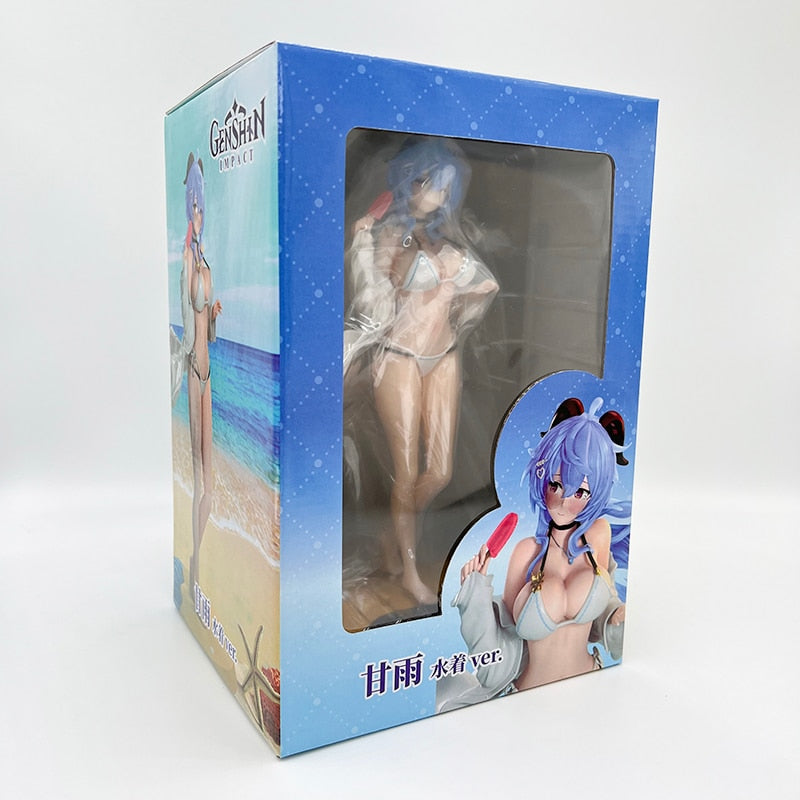 25cm Genshin Impact Ganyu Sexy Anime Figure Ganyu Swimsuit Action Figure Hu Tao/Paimon/Klee Figurine Collectible Model Doll Toys