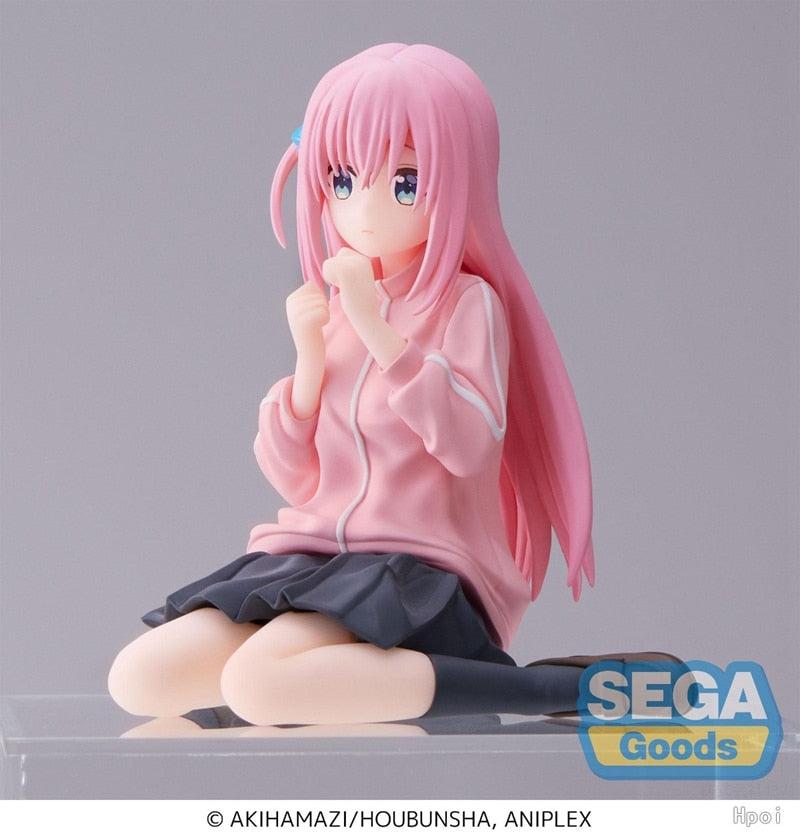 8CM Anime Figure Lonely Rock Goto Doku PVC Sitting Posture Pink Jacket Model Toys Gift Collection Desktop Ornaments