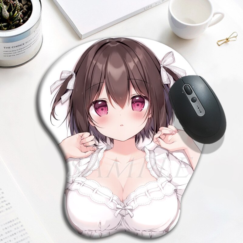 Cute Anime Girl Miyasaka Miyu 3D breast Mouse Pad Gaming oppai Mousepad with Soft Silicone Wrist Rest for Pc Gamer