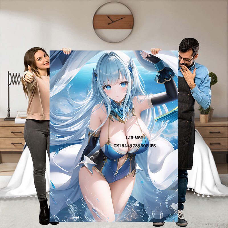 Japanese Anime Kawaii Girl Blanket Flannel Soft Plush Sofa Bed Throwing Personalized Decorative Otaku Waifu Gift for Bed Decor