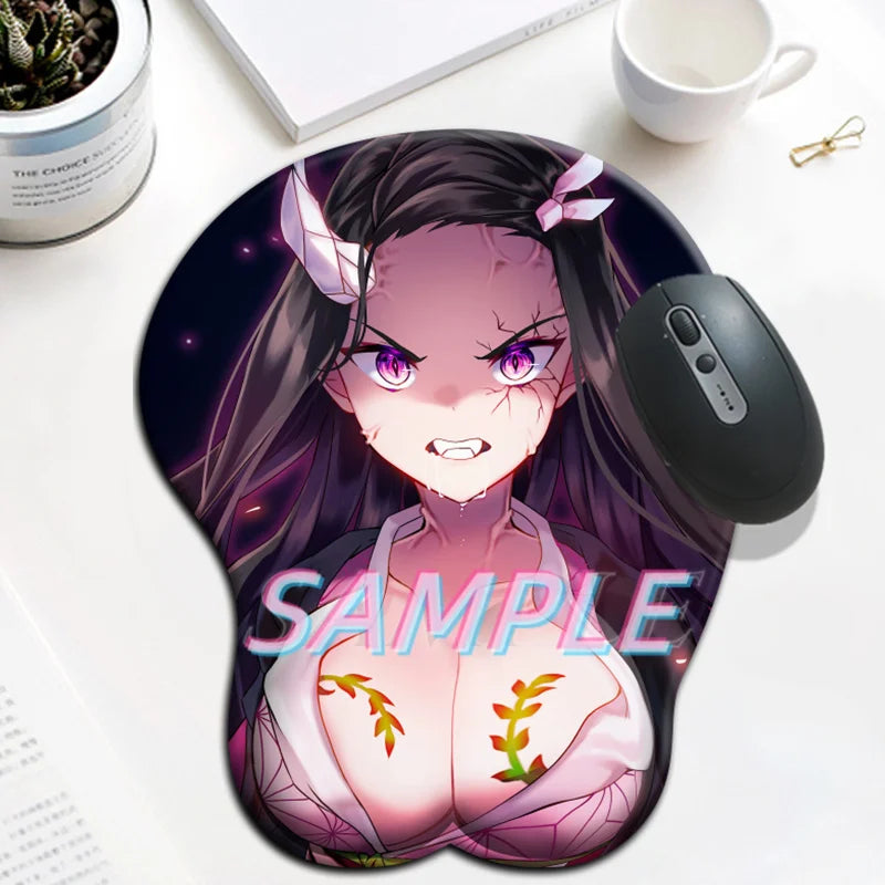 Kimetsu No Yaiba Kamado Nezuko 3D Big Oppai Silicone Gel Mat Gamer Anime Sexy Mouse Pad Cute Manga Shenhe with Wrist Mousepad