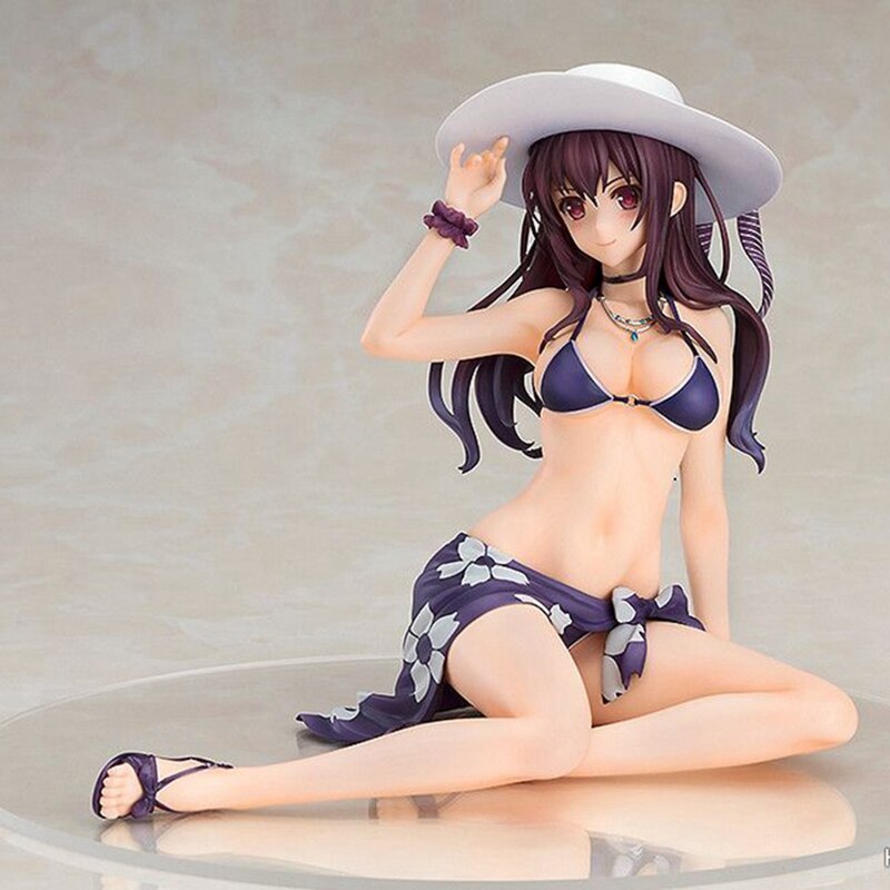 15cm Anime Figure Kasumigaoka Utaha PVC Beach Sexy Swimsuit Apron Bikini Model Toys Desktop Collection Ornaments Gift