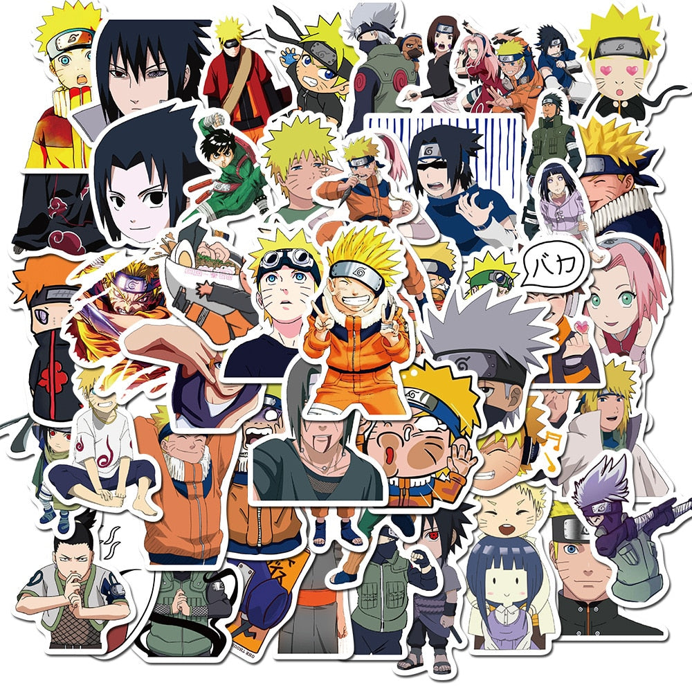 100Pcs Naruto Stickers Uzumaki Naruto Kakashi Uchiha Sasuke Itachi Kawaii Cartoon Waterproof Stiker