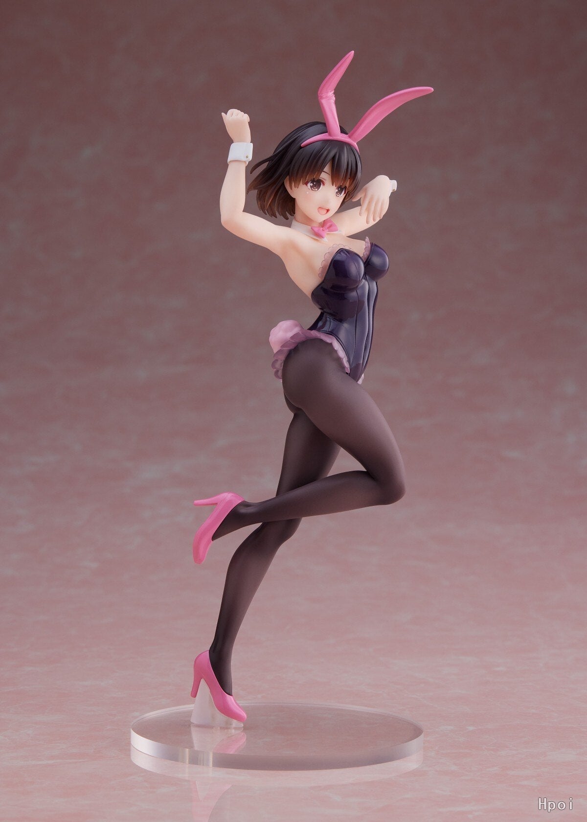 Genuine 18CM Anime Figure Beautiful Girl Megumi Kato Sexy Bunny Girl Black Silk One Leg Standing Model PVC Gift Toys Static Doll