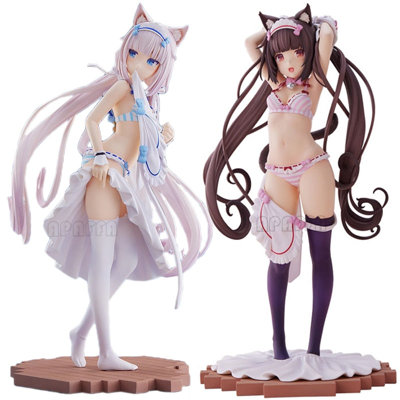 24cm Nekopara Vanilla Chocola Sexy Anime Girl Figure PLUM Nekopara Dress up time Action Figure Adult Collectible Model Doll Toys