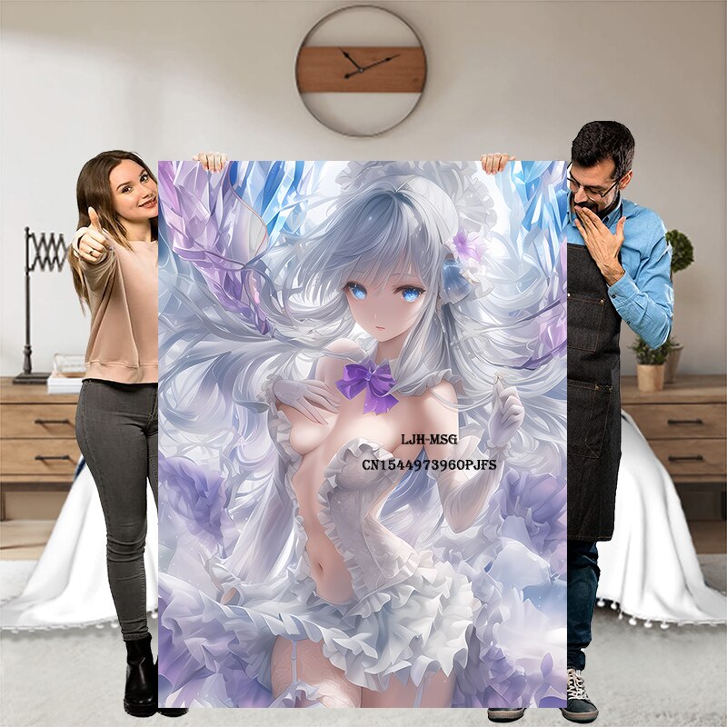 Japanese Anime Girl Blanket Flannel Angel Soft Plush Sofa Bed Throwing Personalized Decorative Otaku Waifu Gift for Bed Decor