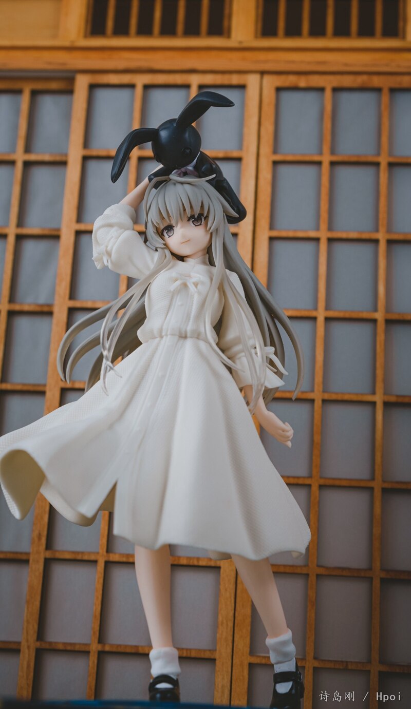 Anime Yosuga No Sora Kasugano Sora Figure 19cm Hold The Rabbit Sexy Sitting Posture White  Bunny Girl Black Silk Model Toys