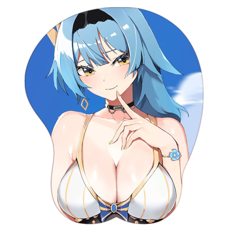 Gaming Genshin Impact Shenhe Eula Swimsuit Anime Girl Big Oppai Breast 3D Mouse Pad Mat with Wrist Rest Soft Silicone