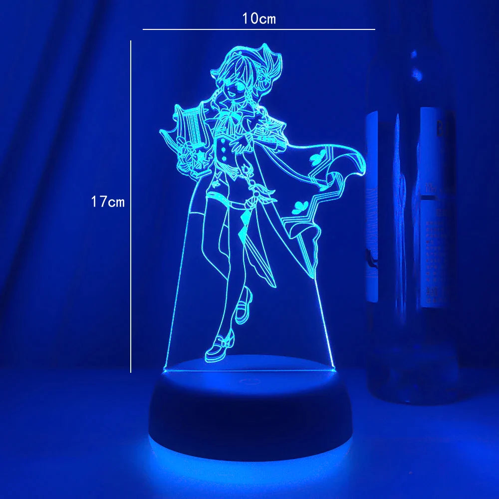 Genshin Impact Anime Figure Night Light 3D Led Sunset Game Lamp For Room Illusion Party Decor Adult Birthday Gift Dropshipping