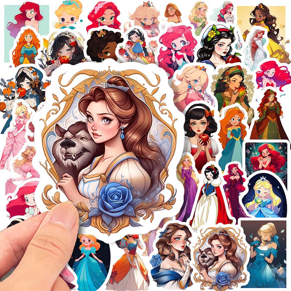 10/50pcs Cartoon Cute Princess Girl Stickers Pack Graffiti Decal for Kids Scrapbooking Luggage Laptop Guitar Notebook Skateboard