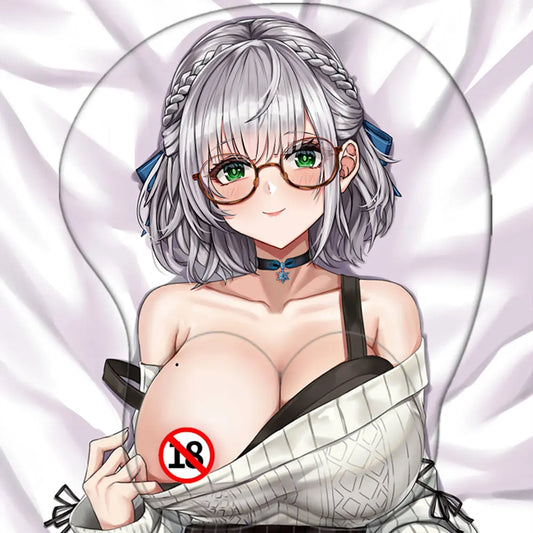 Sexy Girl Hololive Shirogane Noel 3D Gamer Cute Oppai MousepadSilica Gel Wrist Rest Anime Kawaii Boobs Mouse Pad