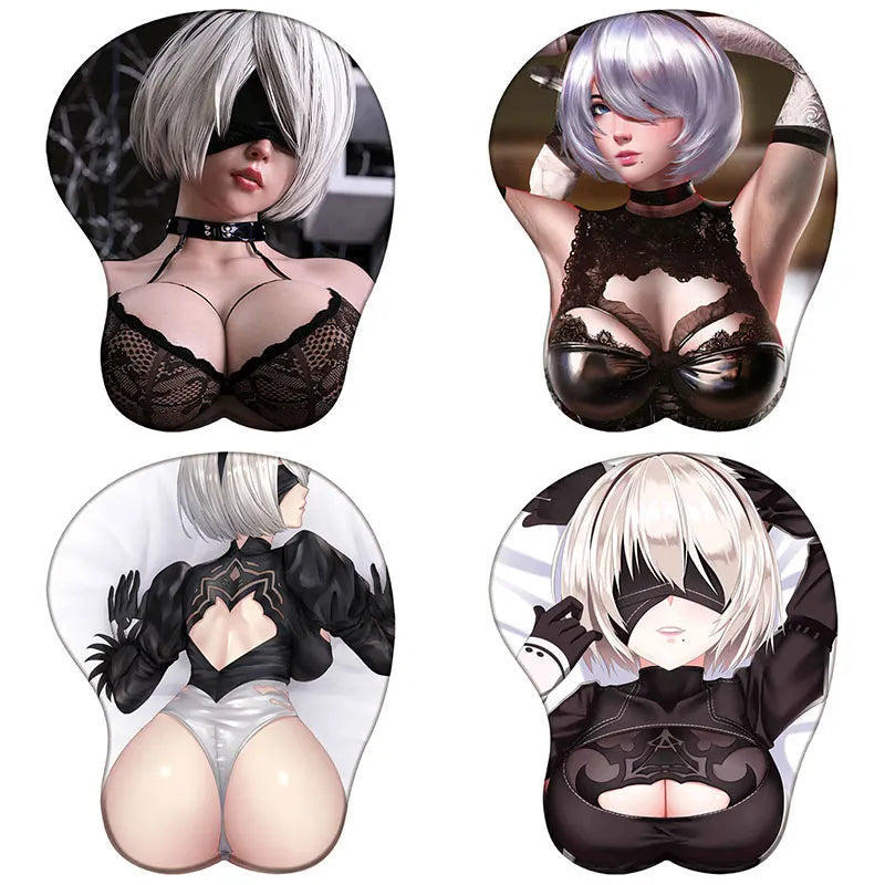 YoRHa No.2 Type B 2B 3D Silicone Mousepad NieR Automata 3D Wristband Mouse Pad Anime Gaming Sexy Diy 3D Wrist Rest Mouse Mat