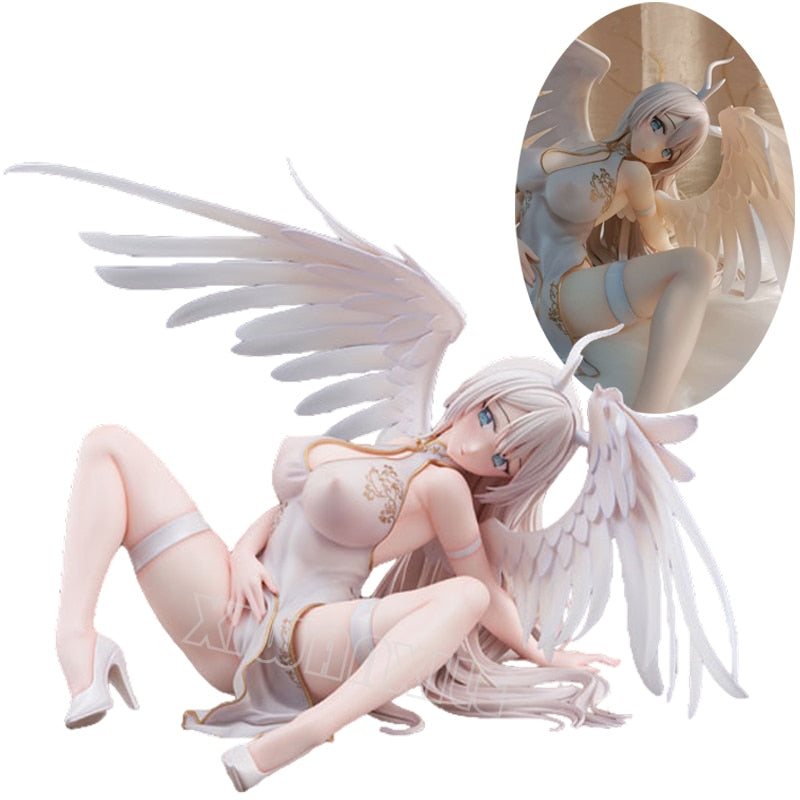 44cm PartyLook White Angel Hentaii Anime Girl Figure 1/4 White Angel Sexy Action Figure Adult Collectible Model Doll Toys Gifts