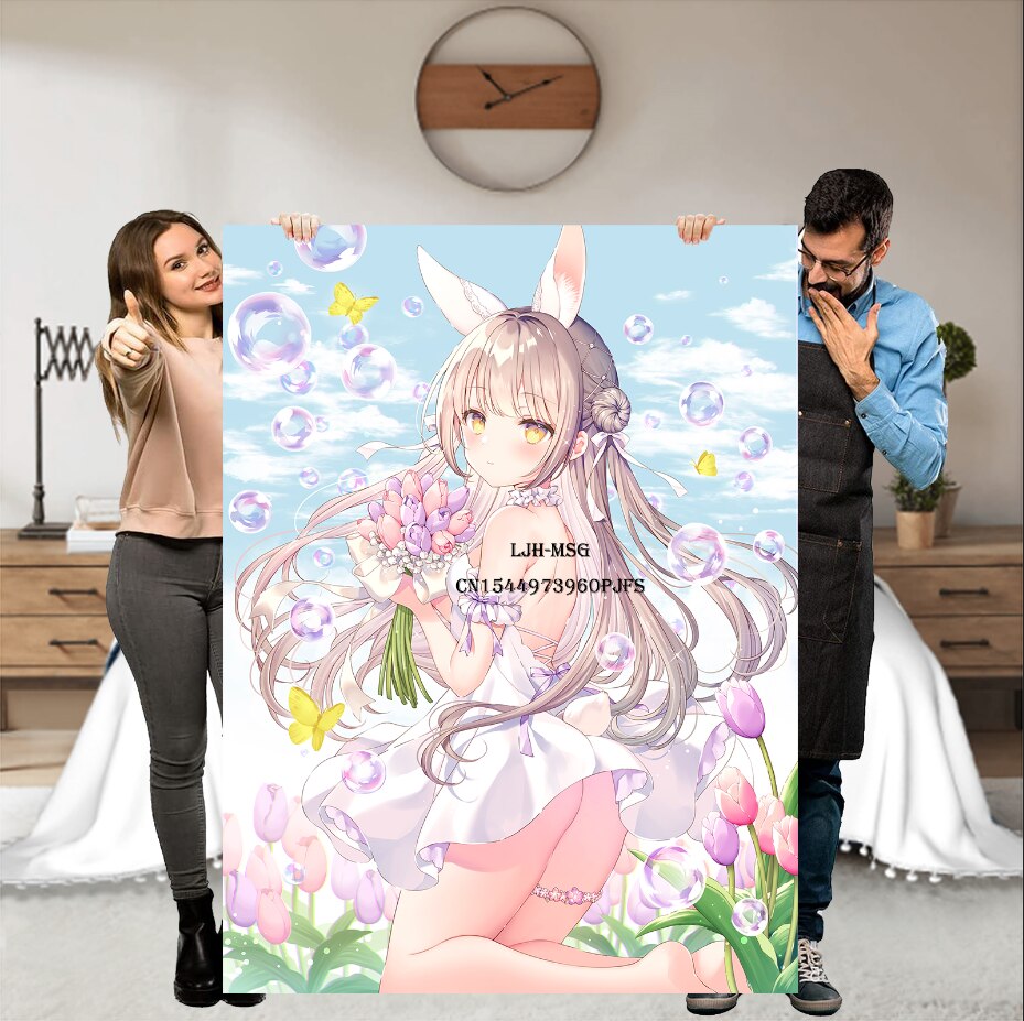 Hentai Anime Blanket Kawaii Demon Girl Manga Wallpaper Super Soft Flannel Blanket Succubus Blanket for Anime Fan and Otaku Waifu