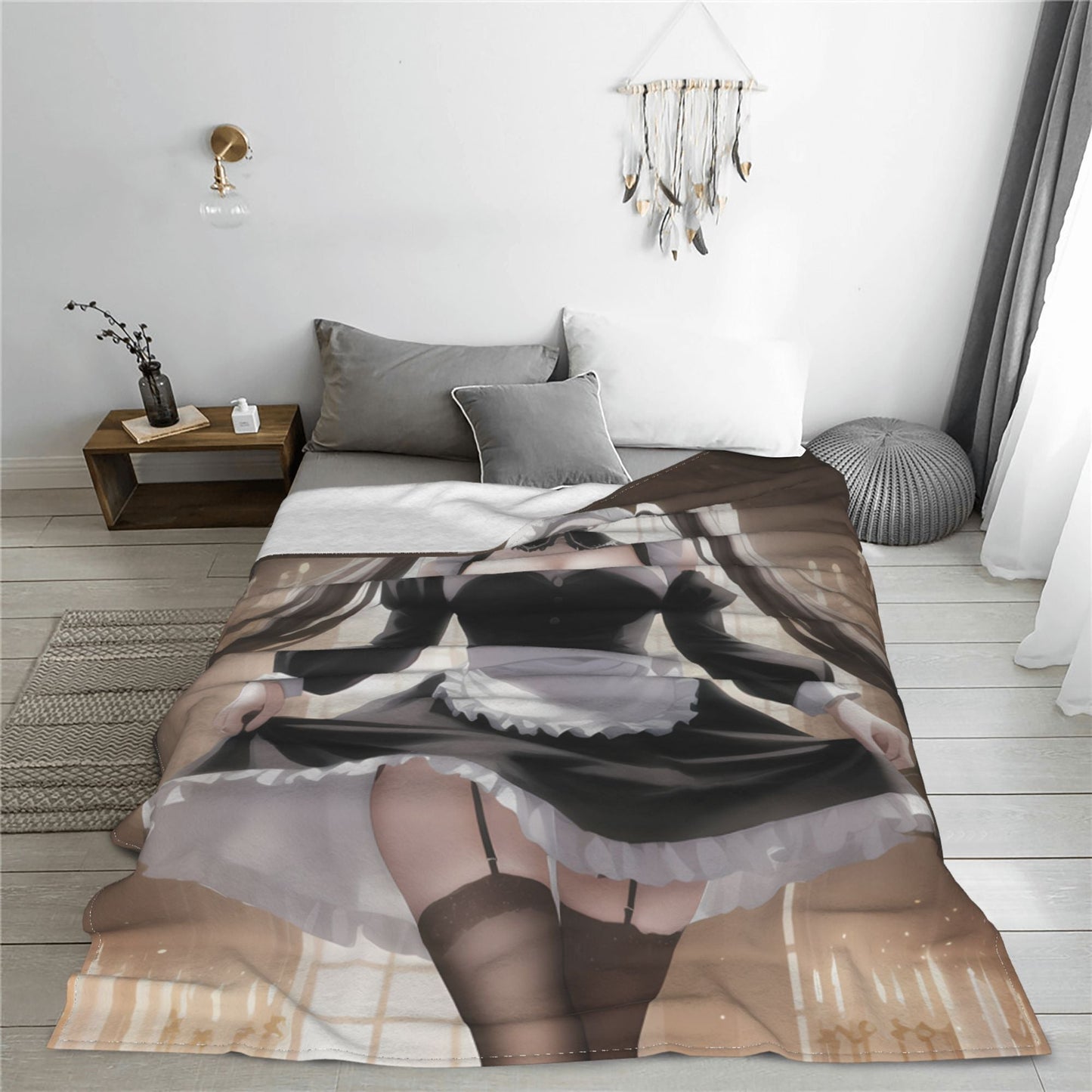 Anime Girl Super Soft Flannel Throw Blanket Lightweight Air Conditioner Blanket Cooling Summer Blanket Cute Cartoon Girl Blanket