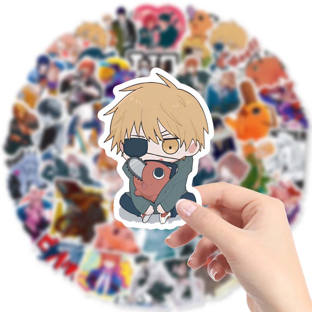 50 Pcs Chainsaw Man Anime stickers | Cartoon Anime Graffiti Sticker Decoration DIY Waterproof Decal