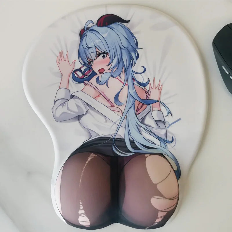 Genshin Impact nilou ganyu mona sexy ass mousepad with wrist rest 3D big butt anime kawaii desk pad gaming mouse pad