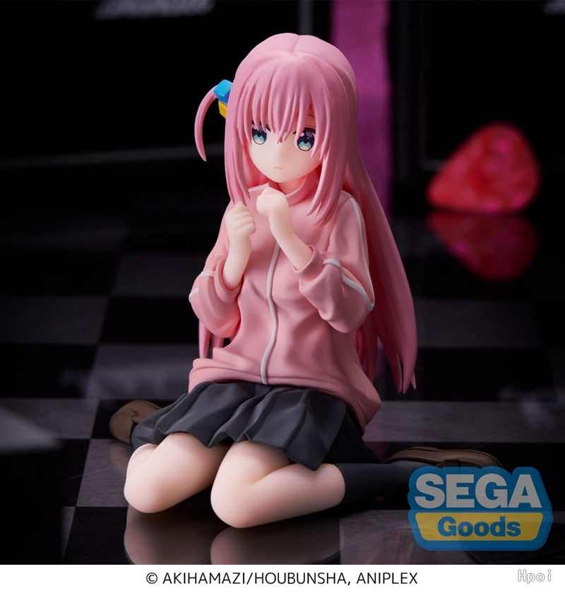 8CM Anime Figure Lonely Rock Goto Doku PVC Sitting Posture Pink Jacket Model Toys Gift Collection Desktop Ornaments