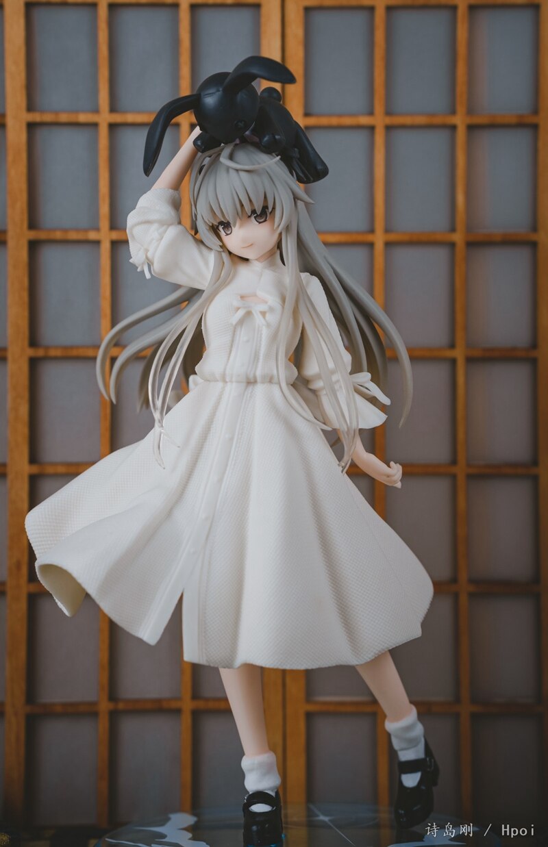 Anime Yosuga No Sora Kasugano Sora Figure 19cm Hold The Rabbit Sexy Sitting Posture White  Bunny Girl Black Silk Model Toys