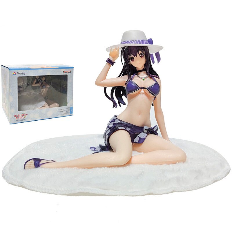 15cm Anime Figure Kasumigaoka Utaha PVC Beach Sexy Swimsuit Apron Bikini Model Toys Desktop Collection Ornaments Gift