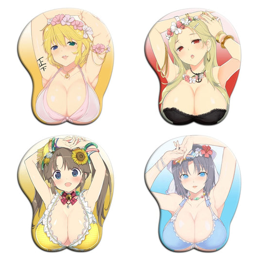 Senran Kagura Minori Ryouna 3D Oppai Mouse Pad Sexy Breasts Kawaii Gaming Mousepad with Soft Silicone Wrist Rest  Gamer Mat