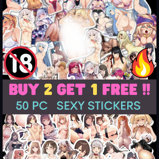 Anime Girls Stickers | 50/100Pcs - Kawai Anime | Anime Waifu Stickers | for Laptop ,Mobile, Luggage ,Car Sticker.