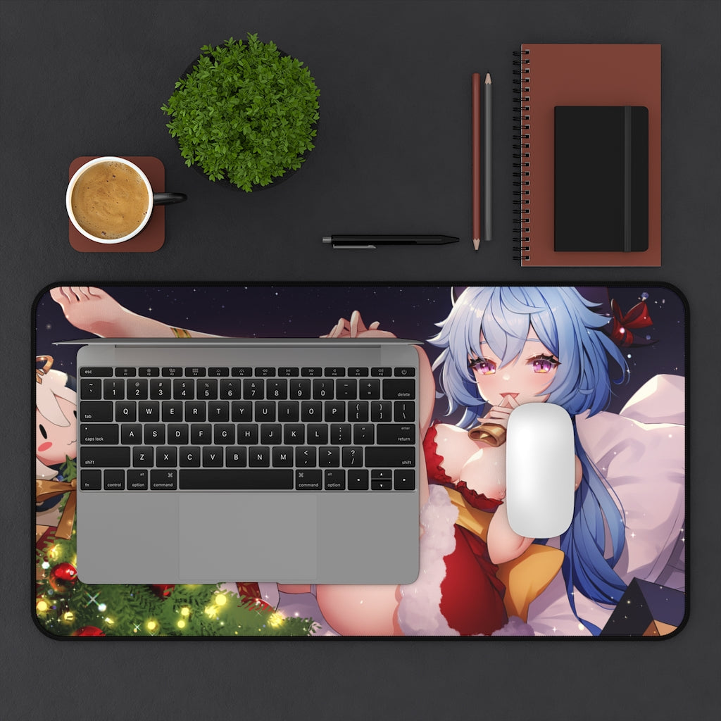 Genshin Impact Ecchi Mousepad - Christmas Lingerie Ganyu Landy Santa - Large Desk Mat - Sexy Playmat