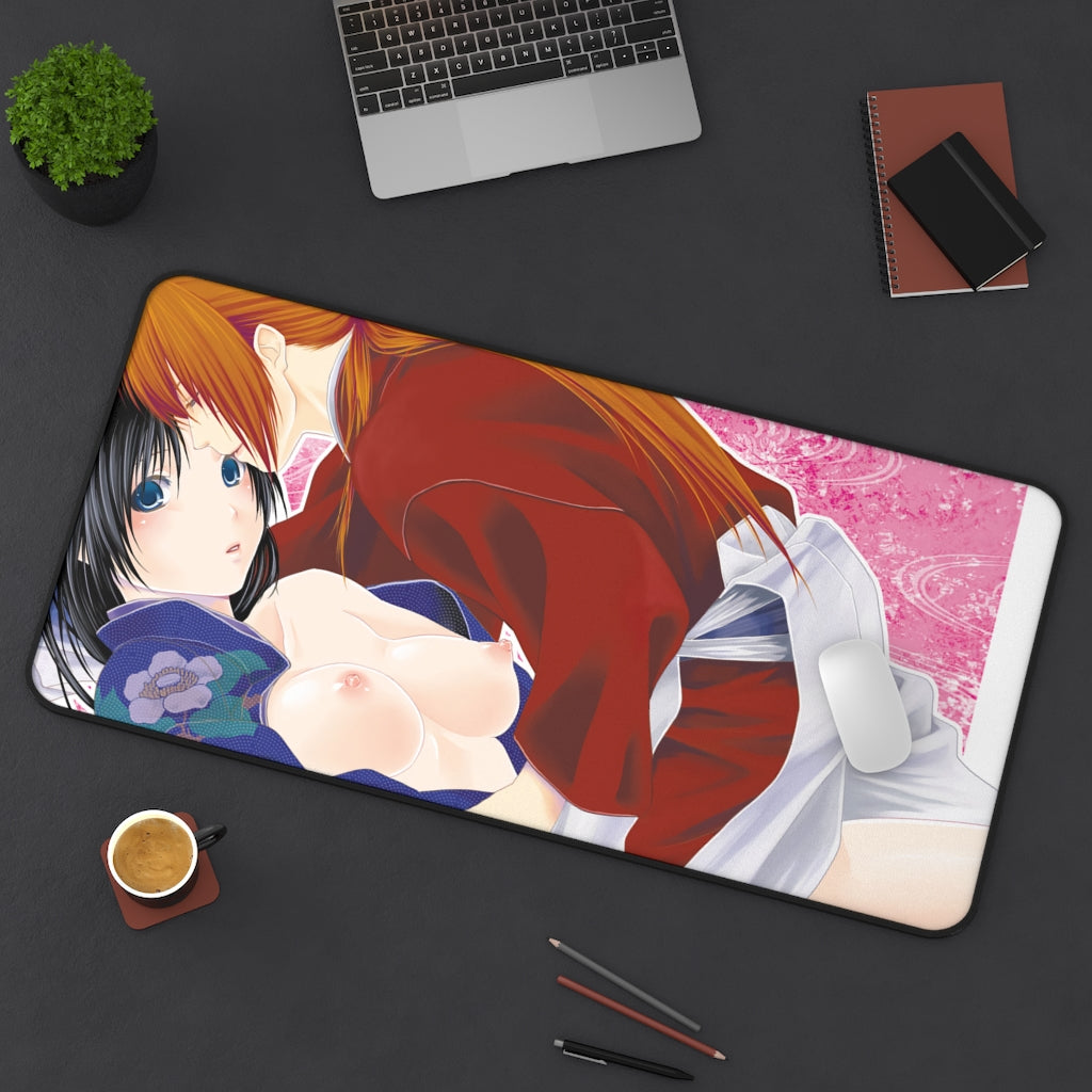 Rurouni Kenshin and Nude Tits Kaoru Desk Mat - Lewd Mousepad - Sexy Anime Girl Playmat