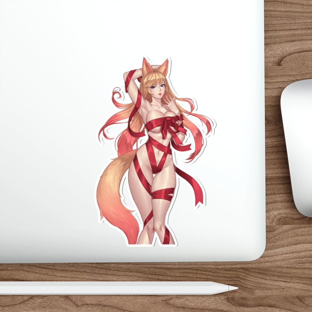 Sexy Ahri League of Legends Ribbon Gift Waterproof Sticker - Ecchi Vinyl Decal