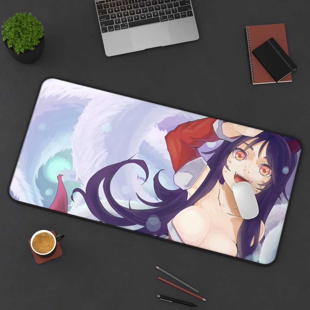 Ahri Nine Tailed Fox Sexy Mousepad - League of Legends Ecchi Desk Mat - LoL Kitsune Gaming Playmat