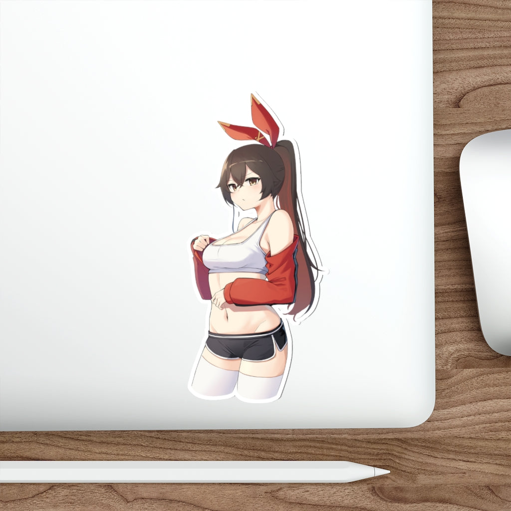 Genshin Impact Sexy Amber Gym Waterproof Sticker - Ecchi Vinyl Decal