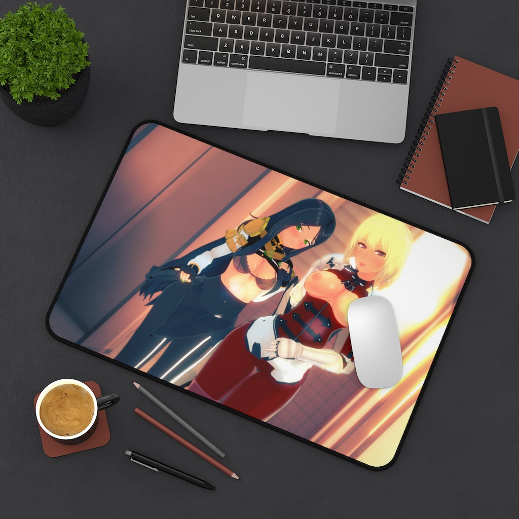 Solo Leveling Big Boobs Cha Hae In and Hee Jin Desk Mat - Lewd Mousepad - Sexy Anime Girls Playmat