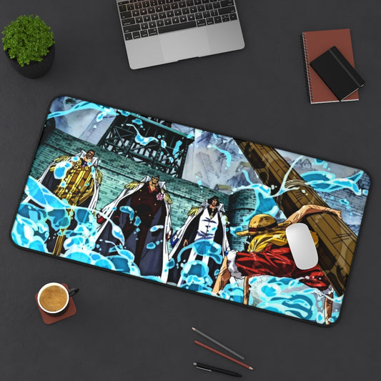 Luffy vs the Admirals - One Piece Large Mouse Pad / Desk Mat - The Mouse Pads Ninja 31" × 15.5" Home Decor