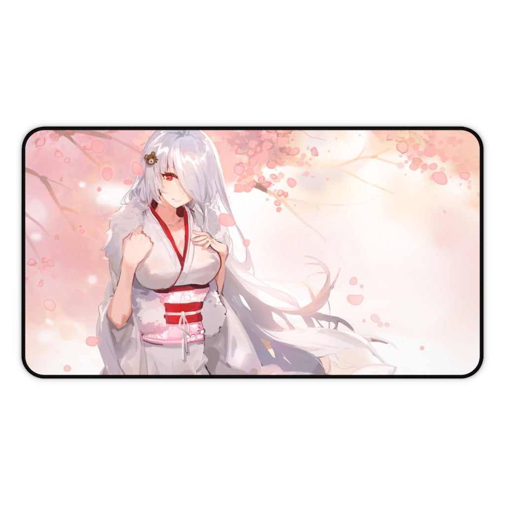 Kawai Anime Girls Mouse Pads - Sweet white hair girl - The Mouse Pads Ninja 12" × 22" Home Decor