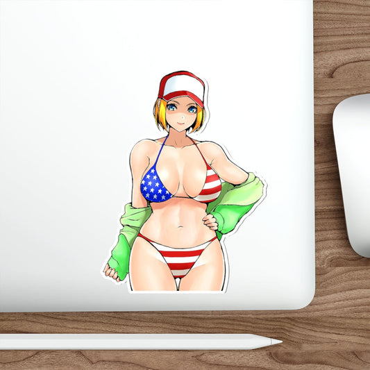 KOF Blue Mary US Flag Bikini Waterproof Sticker - Ecchi Vinyl Decal