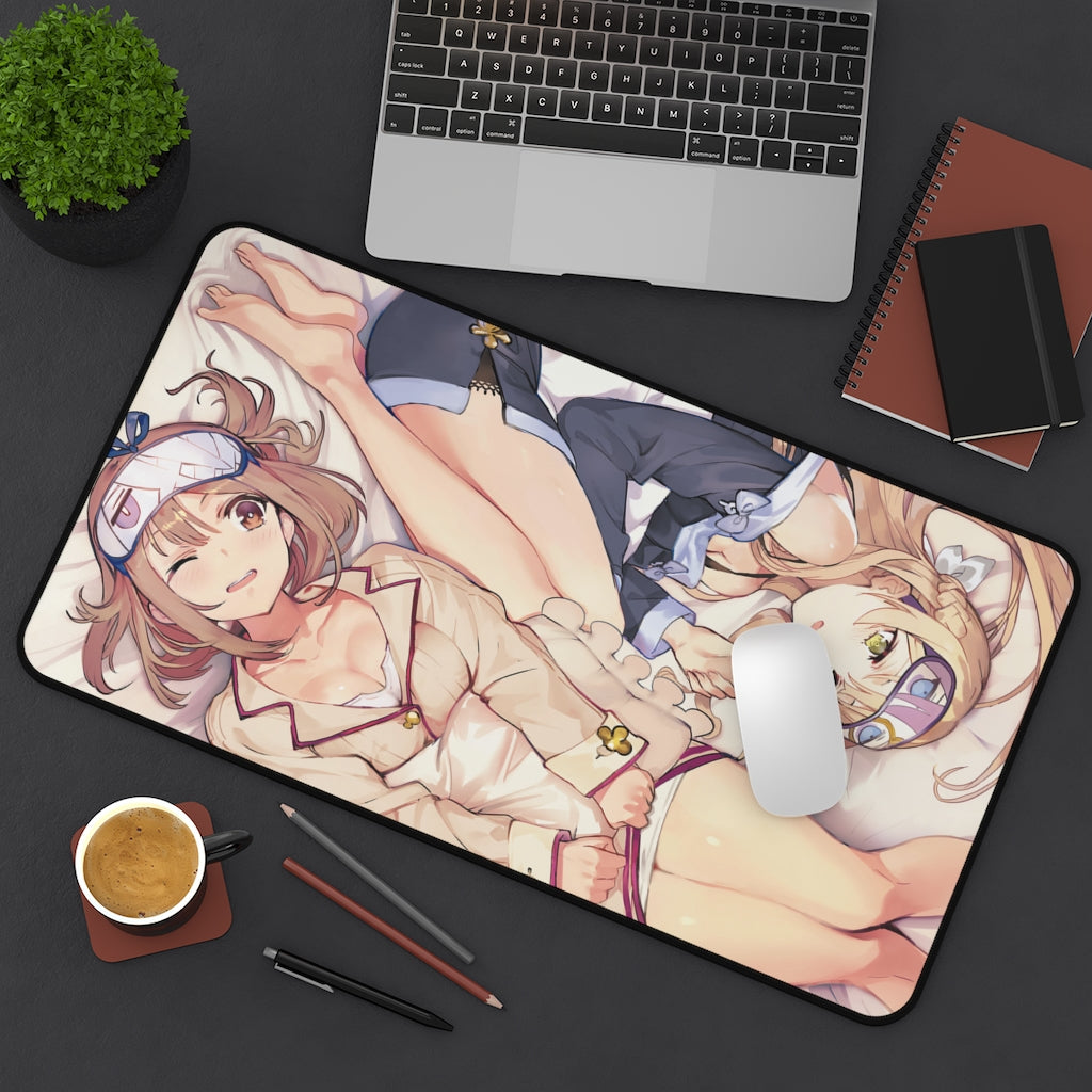 Atelier Ryza Sexy Mousepad - Sleepover Klaudia Valentz and Reisalin Stout Ecchi Desk Mat - Kawaii Gaming Playmat