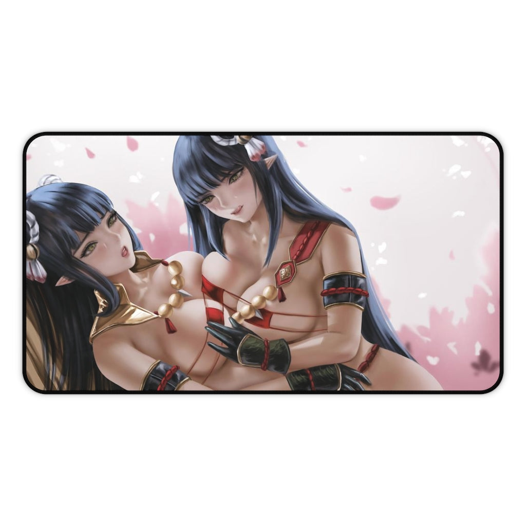 Monster Hunter Rise Ecchi Mousepad - Hinoa And Minoto Large Desk Mat - Mouse Pad - Sexy Gaming Playmat